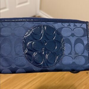 Coach Navy Blue Signature Wristlet